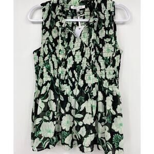 Rose & Olive Womens Black White Floral Sleeveless Blouse Shirt Top NEW Small